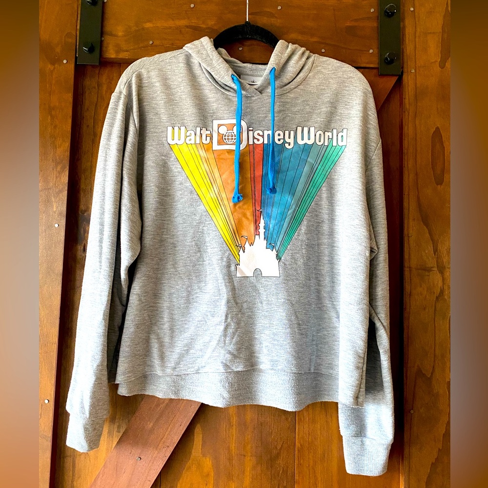 Walt Disney World Gray Hooded Long Sleeve Sweatshirt Rainbow Castle Large